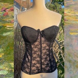 Black lace and mesh corset